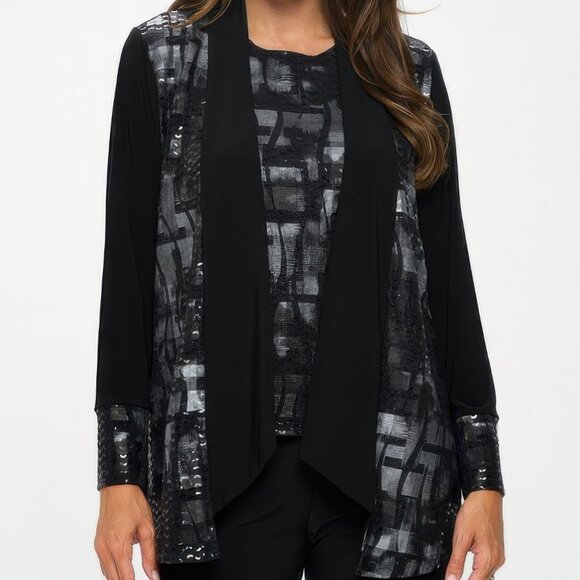 Nylon Foil Sequin Contrast Jacket - Picture 1 of 5